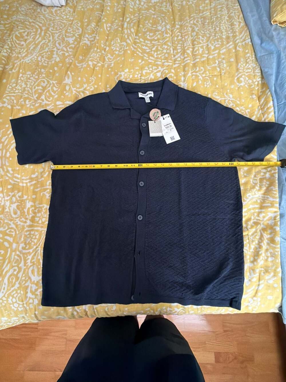 Threadbare Men's Textured Knit Shirt Navy XXL